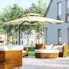 Offset Cantilever Patio Umbrella with 360° Rotation & Tilt – 10 ft Square, Beige