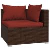5‑Piece Brown Poly‑Rattan Patio Lounge Set – Modular Sofa with Cinnamon Cushions