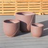 Faux Cement Pattern Planters with Drainage – Set of 3
