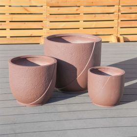 Faux Cement Pattern Planters with Drainage – Set of 3