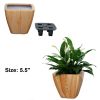 2‑Pack Smart Self‑Watering Planter Pots – Light Wood, Square Cone