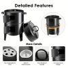 Portable Vertical Charcoal Smoker Grill – 16 in, 3‑Tier