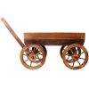 Wood Wagon Flower Planter Pot Stand with Wheels – Rustic Garden Outdoor Décor