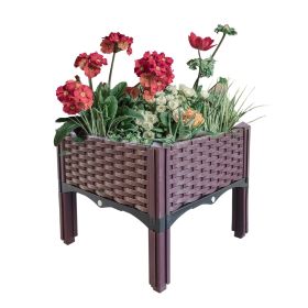 Plastic Raised Garden Bed with Legs – Wicker-Style Planter