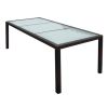Brown Outdoor Furniture Set with Steel Frame, PE Rattan, and Glass Top – Large