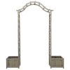 Grey Wooden Garden Arch with Decorative Inlays – Solid Firwood