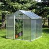 Walk‑In Polycarbonate Hobby Greenhouse with Roof Vent & Rain Gutter – 6 x 6 ft