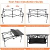 Folding Aluminum Camping Table with Roll-Up Top and Storage Basket