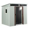 6' x 5' White Metal Storage Shed with Window & Metal Foundation