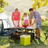 Folding Aluminum Camping Table with Roll-Up Top and Storage Basket
