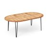 Oval Acacia Wood Patio Dining Table with Umbrella Hole for 8 People – 79"