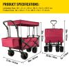Extra Large Collapsible Garden Cart with Removable Canopy – Folding Wagon