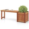 Teak Oil Finish Wooden Raised Garden Bed with Bench