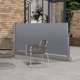 Retractable Side Screen Awning – UV-Resistant Waterproof Patio Privacy Screen – Dark Gray