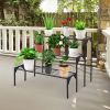 3-Tier Outdoor Metal Plant Stand with Heavy-Duty Rack