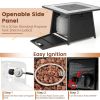 35" Propane Gas Fire Pit Table with Wicker Rattan Base, Lava Rocks, and PVC Cover