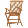 Set of 3 Foldable Teak Brown Garden Chairs