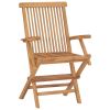 Set of 3 Foldable Teak Brown Garden Chairs