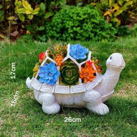 Solar LED Turtle Statue with Succulent Planter Stand – Garden Gnome Accent