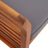 Outdoor Dining Chair with Brown Acacia Wood Frame and Dark Grey Cushion