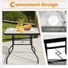 32" Square Tempered Glass Patio Table with Steel Frame