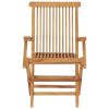 Set of 3 Foldable Teak Brown Garden Chairs