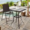 28.5" Square Outdoor Patio Glass Top Table with Rattan Edge