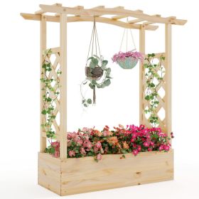 Wooden Raised Garden Bed Planter Box with Trellis and Roof
