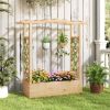 Wooden Raised Garden Bed Planter Box with Trellis and Roof