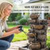 28" Rustic Jugs Outdoor Fountain – 5‑Tier Cascading with LED Lights