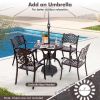 Round Cast Aluminum Patio Dining Table with Umbrella Hole - 31.5"