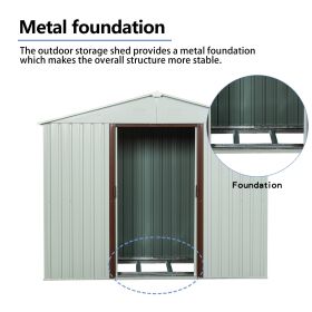 8' x 4' White Metal Storage Shed with Metal Foundation