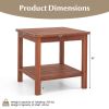 Double-Tier Acacia Wood Patio Side Table with Slatted Top and Shelf