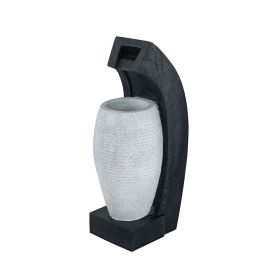 Black & White Vase Water Fountain with Light & Pump – 10 x 8.1 x 23.4 in
