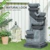 33.5" 4‑Tier Cascading Bowls Fountain – Resin Outdoor Waterfall with LEDs