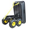Folding Poly Garden Dump Cart with Steel Frame & 10 in Pneumatic Tires – 300 lb Capacity