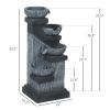 33.5" 4‑Tier Cascading Bowls Fountain – Resin Outdoor Waterfall with LEDs