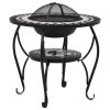26.8" Black and White Mosaic Ceramic Wood‑Burning Fire Pit Table