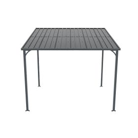 8' x 10' Wall‑Mounted Metal Pergola – Inclined Roof Black Shed/Gazebo