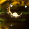 Solar Moon Stake Lawn Light – Warm White Crackle Glass & Metal
