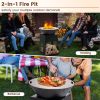 Patio Wood‑Burning Fire Pit with Log Rack, Grill Grate, and Ash Box
