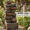 28" Rustic Jugs Outdoor Fountain – 5‑Tier Cascading with LED Lights