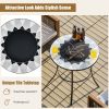 23.5" Round Wood‑Burning Fire Pit Table with Mesh Cover and Fire Poker