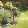 28" Antique Bronze Bird Bath with Planter Pedestal – Dual Basin Feeder