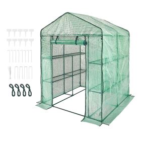 Walk‑In Greenhouse with Shelves & Zipper Door – 4.6 x 4.6 x 6.6 ft