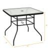 32" Square Tempered Glass Patio Table with Steel Frame