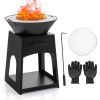 Patio Wood‑Burning Fire Pit with Log Rack, Grill Grate, and Ash Box
