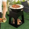 Patio Wood‑Burning Fire Pit with Log Rack, Grill Grate, and Ash Box