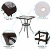 28.5" Square Outdoor Patio Glass Top Table with Rattan Edge