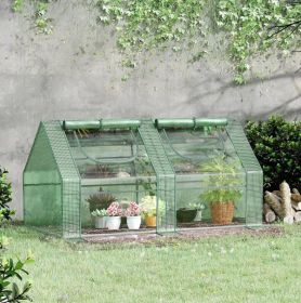 Portable Garden Greenhouse with Two PE/PVC Covers & Roll‑Up Windows – 6 x 3 x 3 ft